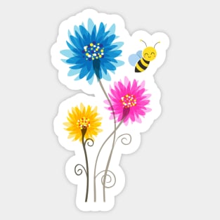 Flowers Bee Spring Summer Colorful Sticker